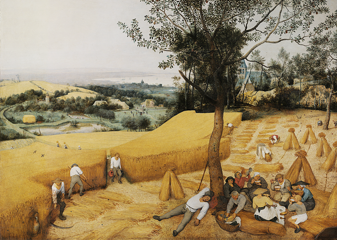 Pieter Bruegel painted this scene of Flemish working life called “The Harvesters” in 1565.