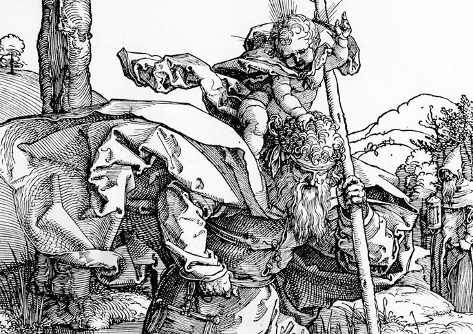 A 1511 woodcut engraving by Albrecht Dürer called “St. Christopher”